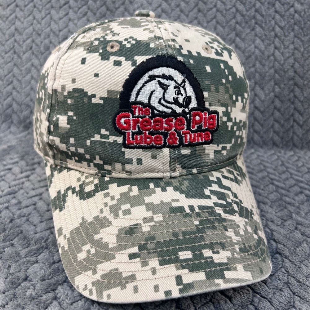 The Grease Pig Lube & Tune Mens Camo Outdoor Cap Digital Camouflage Hat OSFA